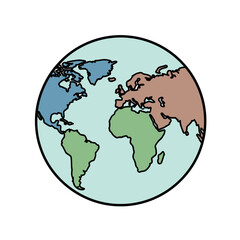 Fototapeta premium Stylized Earth Globe with Continents in Blue, Green, and Brown Tones
