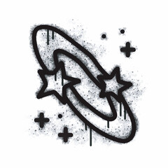 Spray graffiti star icon isolated on a white background. Spray graffiti star icon in black on white. Vector illustration.