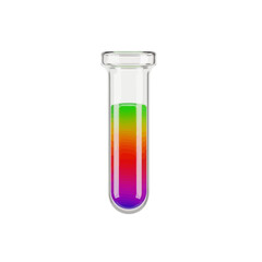 Glass Test Tube Filled with Multicolored Rainbow Liquid