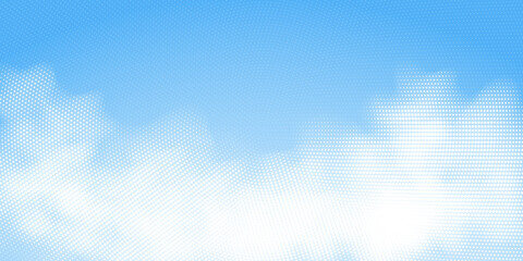 Blue sky with clouds. Halftone texture on beautiful cloudscape