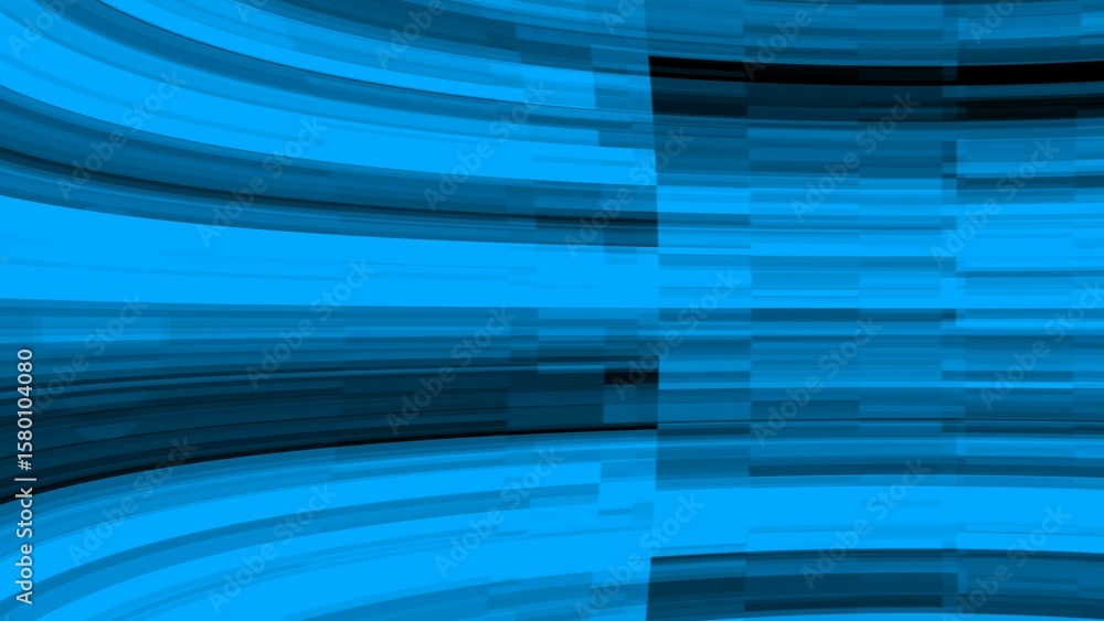 Poster abstract blue gradient background with curving lines and pixelated digital effect in shades of teal 