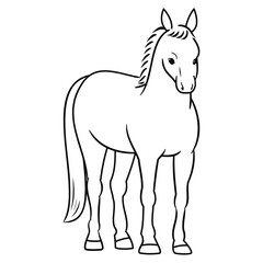 正面から見た馬の線画ベクターイラスト