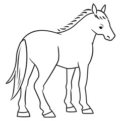 後ろから見た馬の線画ベクターイラスト