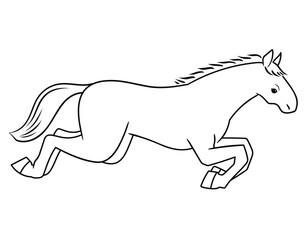 跳ぶ馬の線画ベクターイラスト