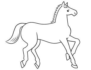 走る馬の線画ベクターイラスト