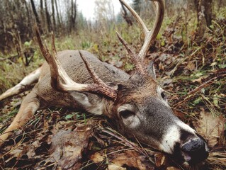 Dead Deer Hunting: Archery Bow Hunt for White Tail Buck in Minnesota Forest