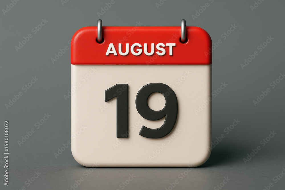 Fototapete calendar displaying august 19th date reminder for important events and schedules in a modern and cle