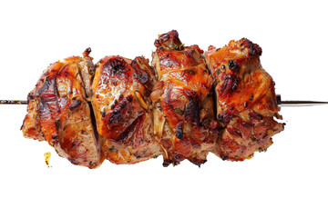 Roasted meat on a metal skewer
