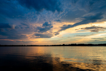 bright lake sunset landscape horizontal