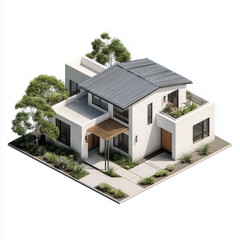 Modern White House with Greenery