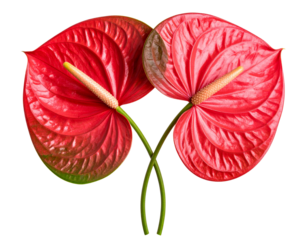 Two Overlapping Anthurium Leaves with Stems Crossed, Minimalist Botanical Composition, isolated
