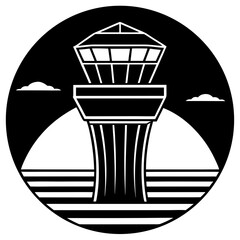 Air Traffic Control Tower at Sunset