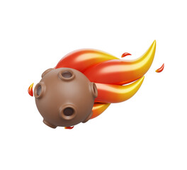 3d comet or meteor trail and magic fire effect render. Stone asteroid with craters, meteorite fireball shooting isolated shower sparkle motion. Falling meteoroid, cartoon render icon © marozhkastudio