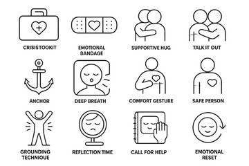 Crisis toolkit: emotional support icons for mental health and wellness