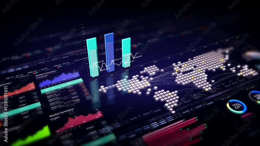 Poster dynamic data visuals for business info graphics, animated 3d charts, and data-driven insights for a 