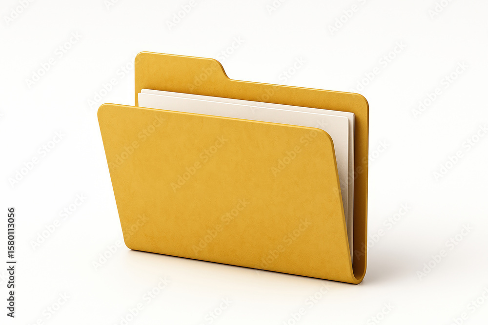 Poster open yellow folder with white documents inside for easy access and management of important files and