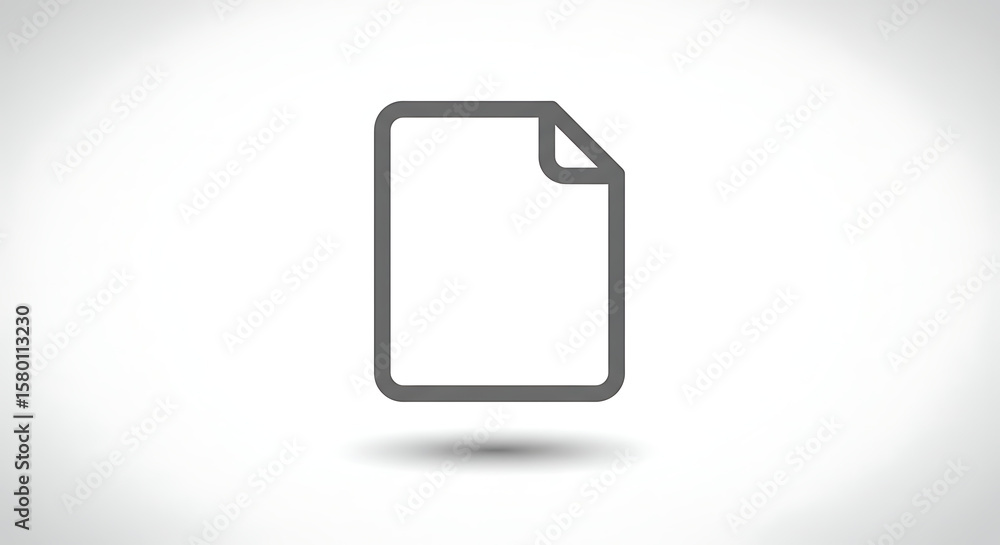 Poster isolated gray document icon with curled corner on a white background in a simple minimalist style