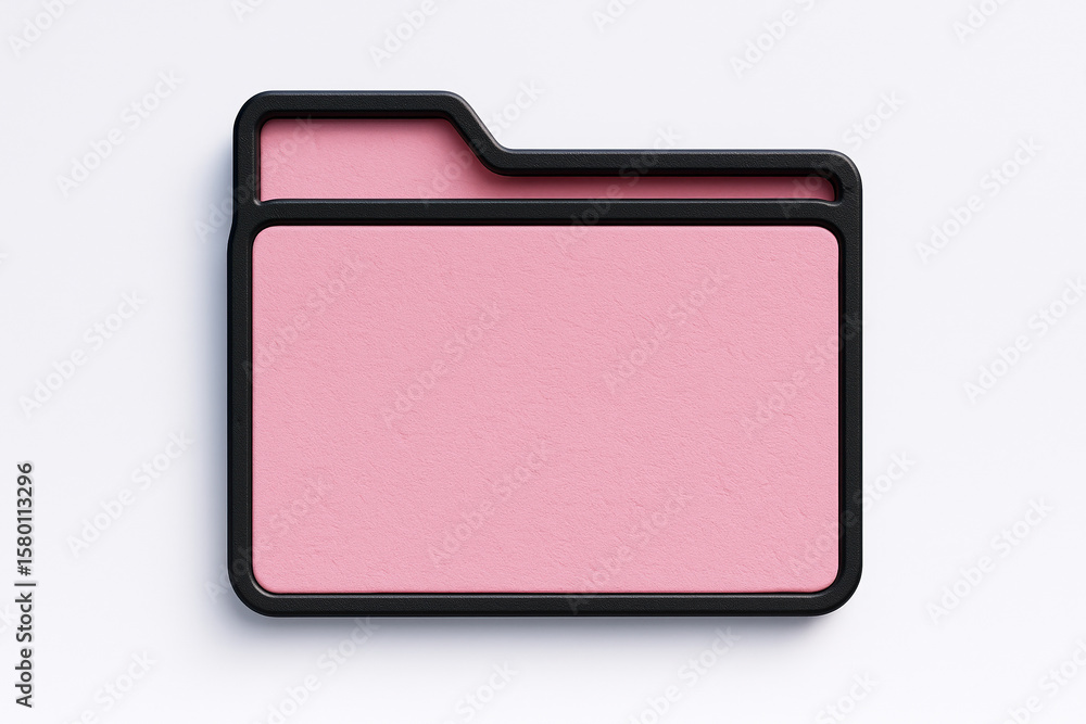 Poster pink folder icon with black border represents file organization and data storage for digital informa