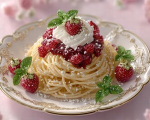 A whimsical German spaghetti ice cream dessert