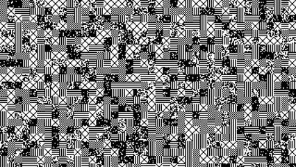 Pixel glitch background with black and white digital noise and retro 8-bit texture. Vector illustration