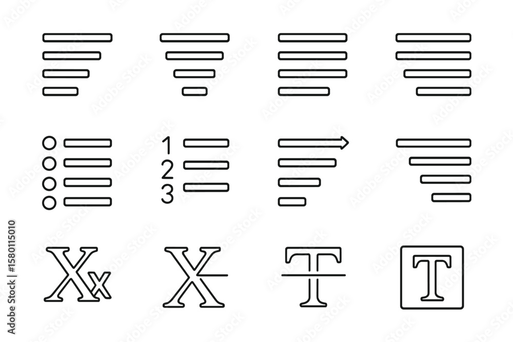 Poster monochrome text formatting icons on dark background