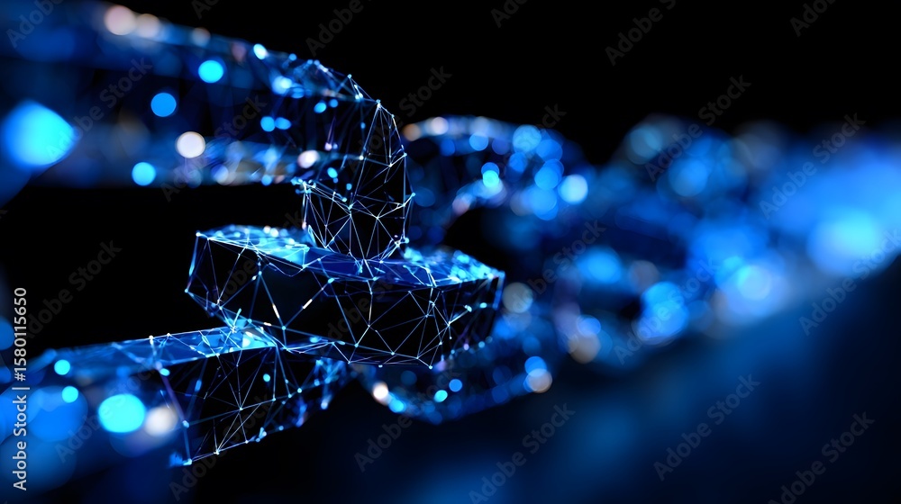 Poster abstract blue geometric structure with interconnected nodes