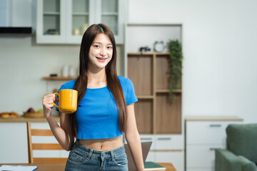 Happy lady, successful entrepreneurship and career concept, looking to camera.