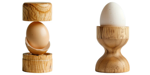 Eggs in wooden egg holders still