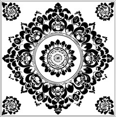 Set of decorative floral design elements in vintage ornamental style