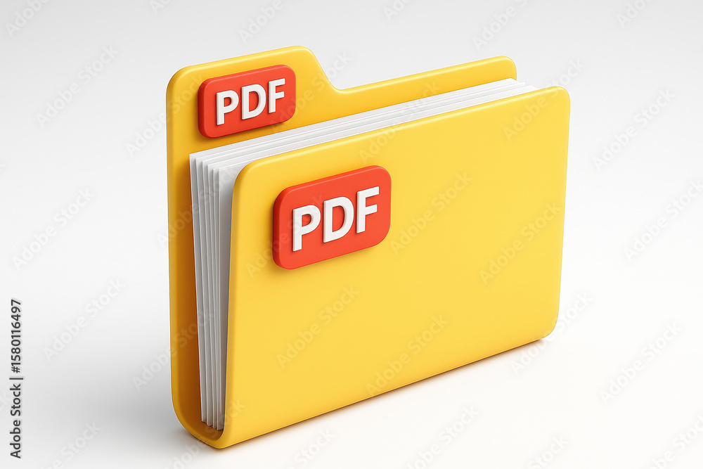 Aufkleber Yellow PDF Folder Icon Symbolizes Portable Document Format Files and Digital Document Management for Efficient Workflow