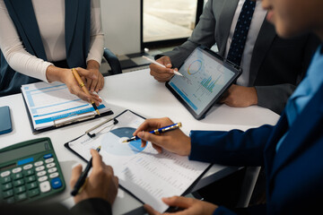 Group of Busy Meeting Conference Discussion Corporate Concept. People corporate business team concept.