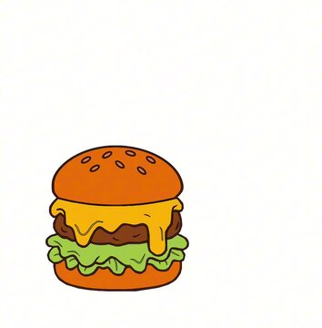 Growing Burger Loop Animation From Mini to Giant Bun. Growing Cartoon Burger Loop. Burger Icon Growing Animation Loop. Burger Size Expansion Animation.hamburger vector art animation. Doodle burger. 