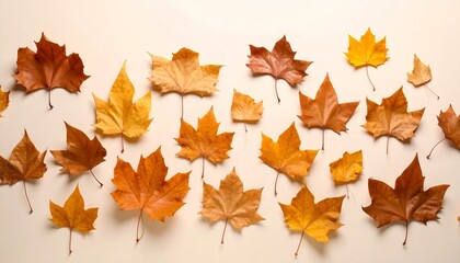 Obraz premium Autumn Leaves on Beige Background