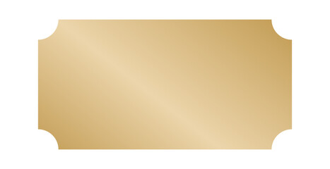 Realistic gold ticket on white background, perfect for VIP access, raffle, lottery, or event invitation designs.