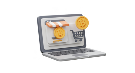 3D Bitcoin Laptop Online Digital Currency Crypto Finance Transparent PNG