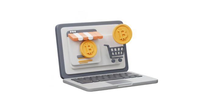 3D Bitcoin Laptop Online Digital Currency Crypto Finance Transparent PNG