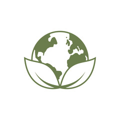 Earth leaf logo vector, minimalist, simple, and modern. Perfect for environmental, nature, landscape, and other industries.