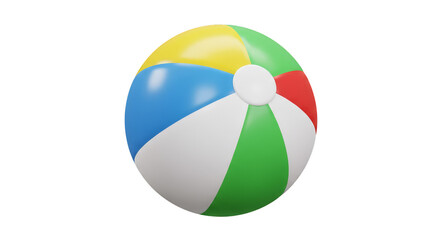 Fototapeta premium 3D Beach Ball Detailed Colorful Striped Fun Vacation Holiday Toy