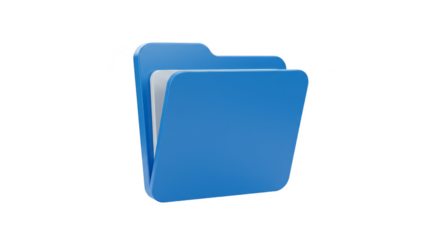 3D Blue Folder Icon Data File Document Isolated Background