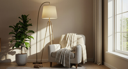 Comfortable Living Room Corner with Natural Light and Calming Atmosphere