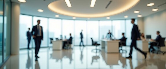 Busy professionals in modern office environment