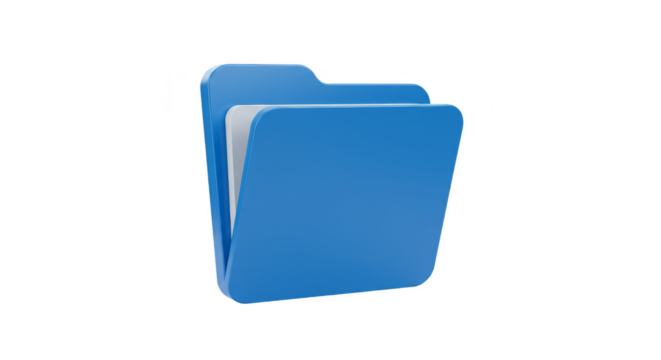3D Blue Folder Icon Data File Document Isolated Background
