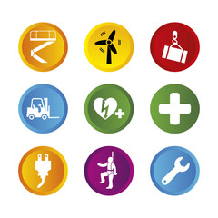  Set of colorful safety and industrial vector icons