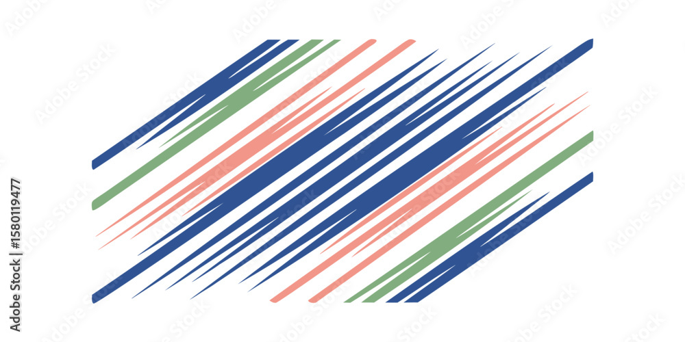 Poster diagonal lines in blue green and pink colors creating an abstract pattern on a white background styl