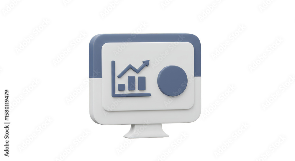 Poster 3d diagram monitor business growth chart computer transparent background