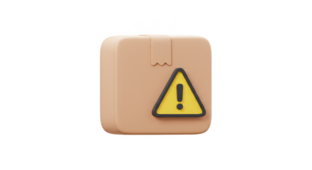 3D Box with Warning Sign Symbol Package Delivery Alert Attention