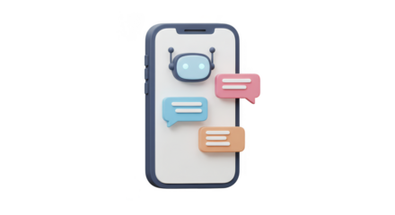 3D Cartoon Mobile Phone Chatbot App with Transparent Background