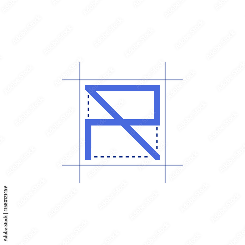 Poster a clean blue outline logo resembling an abstract letter 