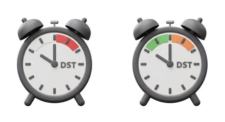 3D Daylight Saving Time DST Clocks Show Time Change Illustration