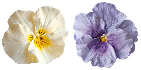 pansies in white and purple with transparent background